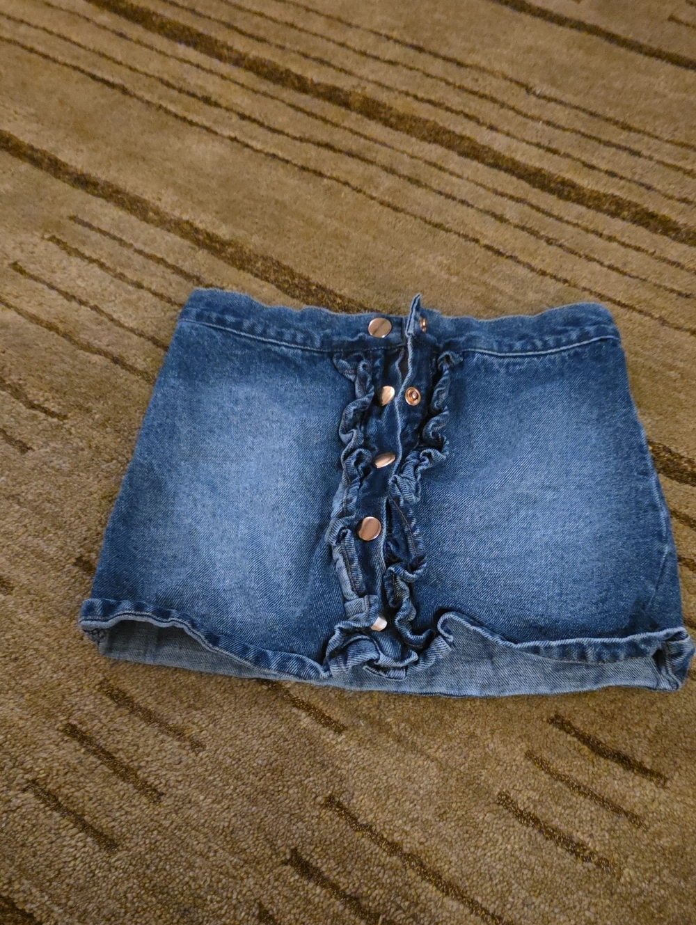 Tommy Bahama Girls Denim Skirt with Ruffle Button Front - Blue